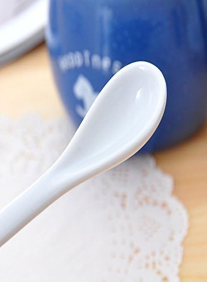 VEDHAK 5 PCS White Long Handle Ceramic Spoons for Tea; Coffee, Ice Cream Cutlery, Mixer,Restaurant Dinner Table Spoon Tableware Serving Spoons. - Image 2